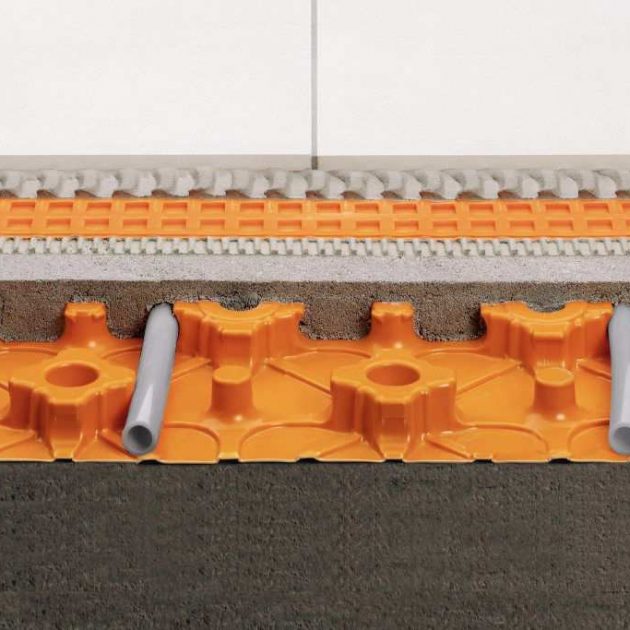 Ūdens apkures grīdas Schluter BEKOTEC-EN23F grīdas plāksnes ir siltās grīdas konstrukcija, ne plaisājošu, drošu, peldošo un apsildāmo klonu ierīkošanai